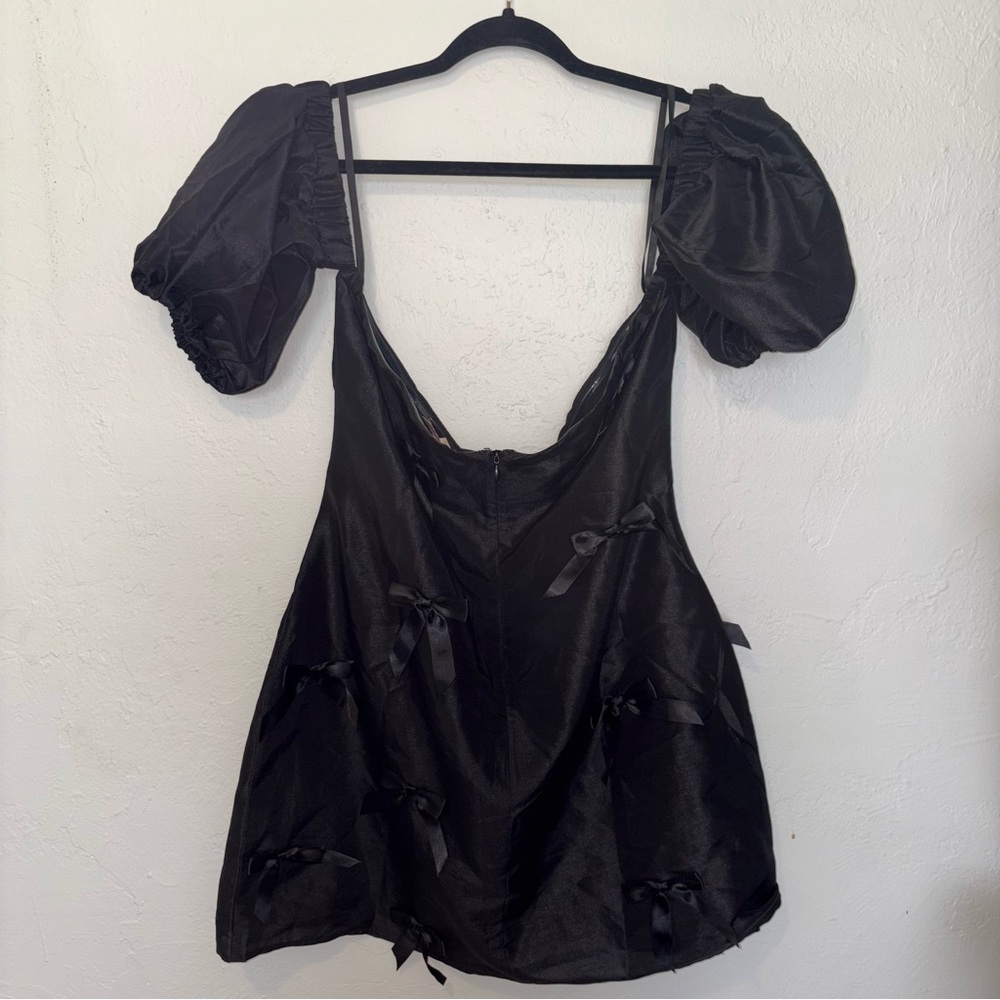 Anthropologie Hutch Off-The-Shoulder Bow Puff Sleeve Mini Dress - Picture 8 of 11